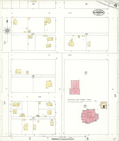 Sanborn Fire Insurance Map from Ellensburg, Kittitas County, Washington (1909), Sheet #0004 - Complete Map Set gallery image, historic Sanborn map, vintage wall art, Washington Washington