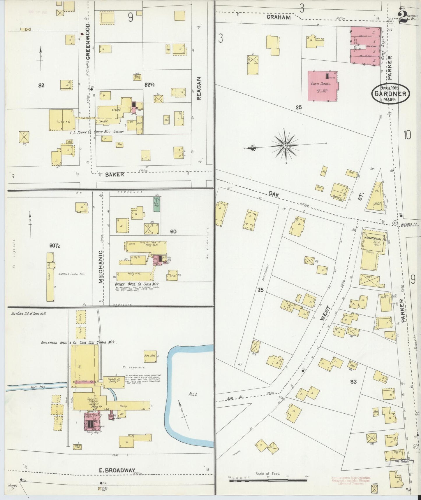 Sanborn Fire Insurance Map from Gardner, Worcester County, Massachusetts (1905), Sheet #0002 - Complete Map Set gallery image, historic Sanborn map, vintage wall art, Massachusetts Massachusetts