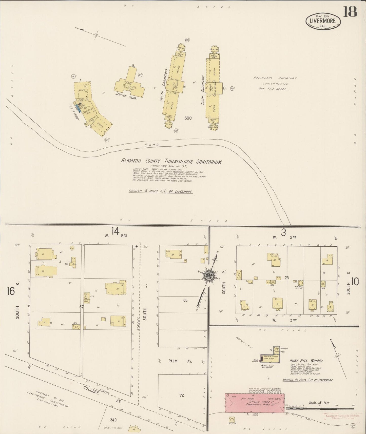 Sanborn Fire Insurance Map from Livermore, Alameda County, California (1917), Sheet #0018 - Complete Map Set gallery image, historic Sanborn map, vintage wall art, California California