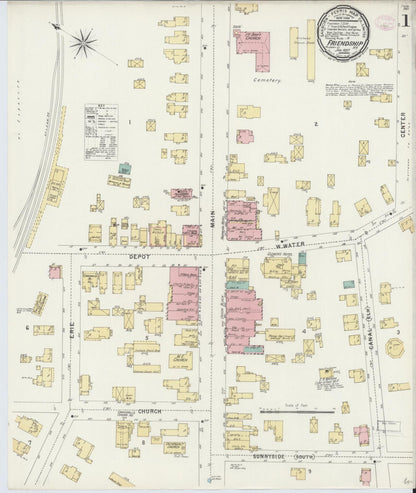 Sanborn Fire Insurance Map from Friendship, Allegany County, New York (1897), Sheet #0001 - Complete Map Set gallery image, historic Sanborn map, vintage wall art, New York New York