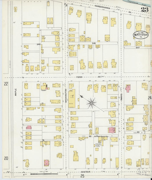 Sanborn Fire Insurance Map from Pittston, Luzerne County, Pennsylvania (1903), Sheet #0023 - Historic Sanborn Fire Insurance Map Print, vintage old map wall art, antique decor, genealogy gift, Pennsylvania Pennsylvania map