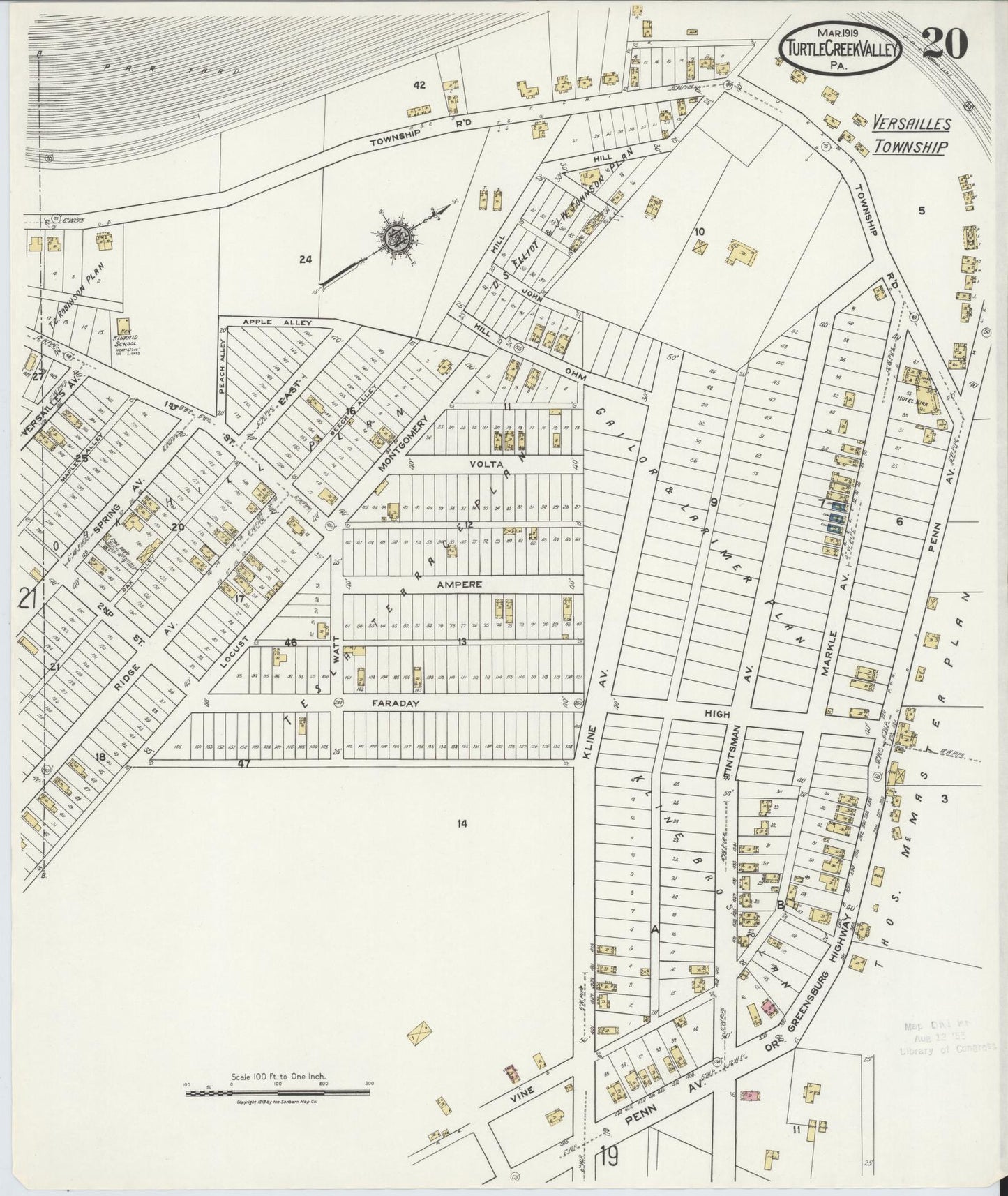 Sanborn Fire Insurance Map from Turtle Creek Valley, Allegheny County, Pennsylvania (1919), Sheet #0020 - Complete Map Set gallery image, historic Sanborn map, vintage wall art, Pennsylvania Pennsylvania