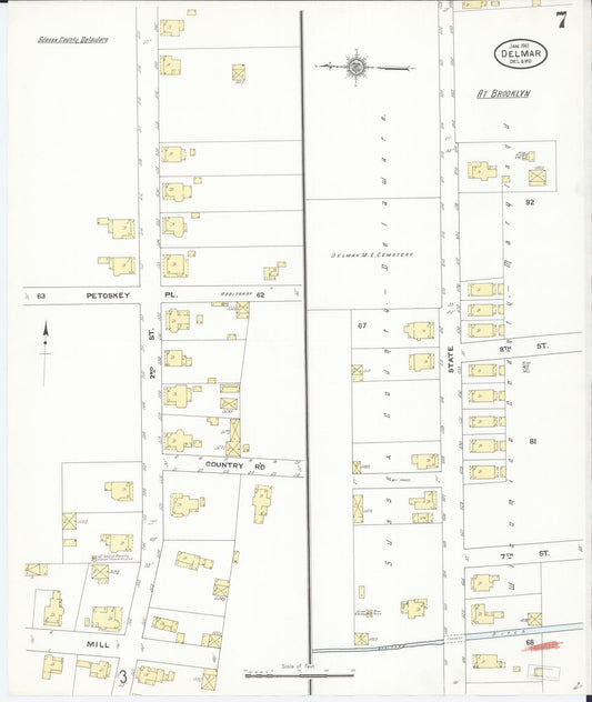 Sanborn Fire Insurance Map from Delmar, Sussex County, Del., And Wicomico County, MD, Delaware (1911), Sheet #0007 - Historic Sanborn Fire Insurance Map Print, vintage old map wall art, antique decor, genealogy gift, Delaware Delaware map