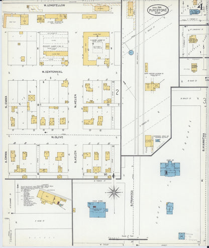 Sanborn Fire Insurance Map from Pipestone, Pipestone County, Minnesota (1904), Sheet #0004 - Complete Map Set gallery image, historic Sanborn map, vintage wall art, Minnesota Minnesota