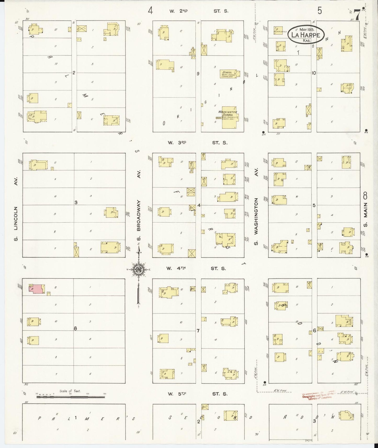Sanborn Fire Insurance Map from La Harpe, Allen County, Kansas (1915), Sheet #0007 - Complete Map Set gallery image, historic Sanborn map, vintage wall art, Kansas Kansas