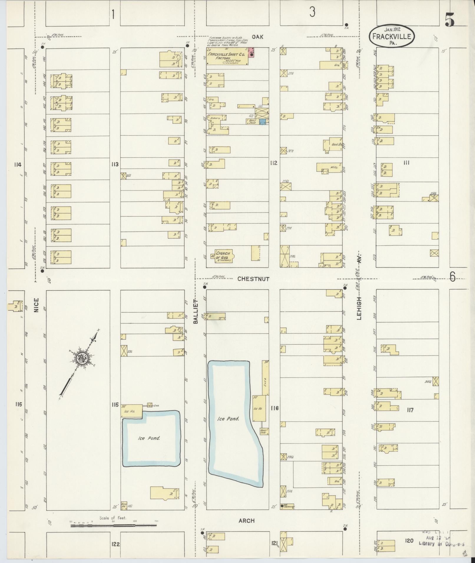 Sanborn Fire Insurance Map from Frackville, Schuylkill County, Pennsylvania (1912), Sheet #0005 - Historic Sanborn Fire Insurance Map Print, vintage old map wall art, antique decor, genealogy gift, Pennsylvania Pennsylvania map