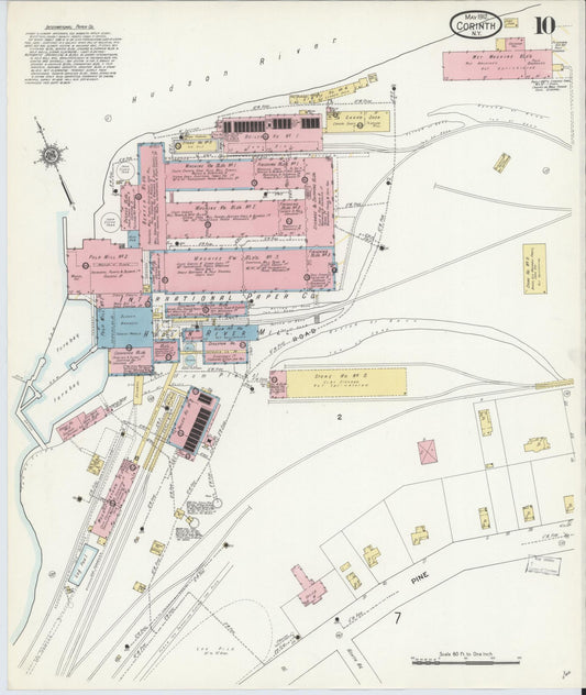 Sanborn Fire Insurance Map from Corinth, Saratoga County, New York (1912), Sheet #0010 - Historic Sanborn Fire Insurance Map Print, vintage old map wall art, antique decor, genealogy gift, New York New York map