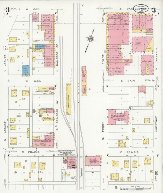 Sanborn Fire Insurance Map from Conway, Faulkner County, Arkansas (1926), Sheet #0003 - Historic Sanborn Fire Insurance Map Print, vintage old map wall art, antique decor, genealogy gift, Arkansas Arkansas map