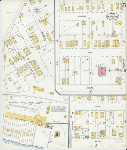 Sanborn Fire Insurance Map from Mound City, Pulaski County, Illinois (1900), Sheet #0005 - Complete Map Set gallery image, historic Sanborn map, vintage wall art, Illinois Illinois