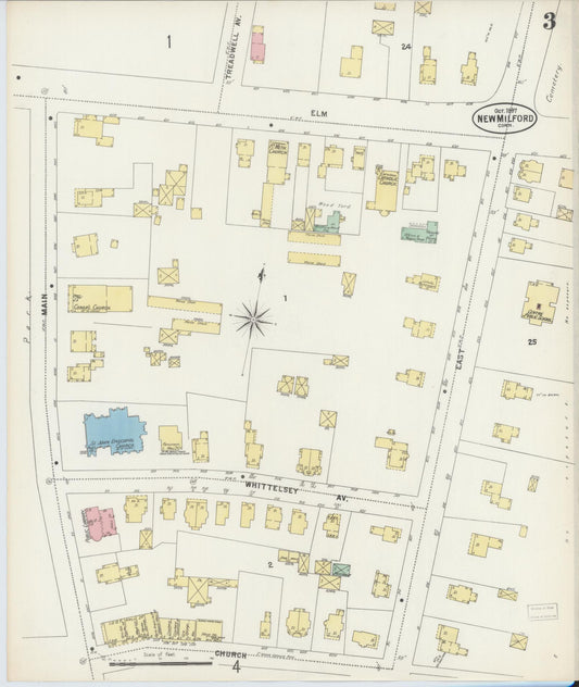 Sanborn Fire Insurance Map from New Milford, Litchfield County, Connecticut (1897), Sheet #0003 - Historic Sanborn Fire Insurance Map Print, vintage old map wall art, antique decor, genealogy gift, Connecticut Connecticut map