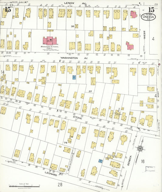 Sanborn Fire Insurance Map from Oneida, Madison County, New York (1923), Sheet #0015 - Historic Sanborn Fire Insurance Map Print, vintage old map wall art, antique decor, genealogy gift, New York New York map