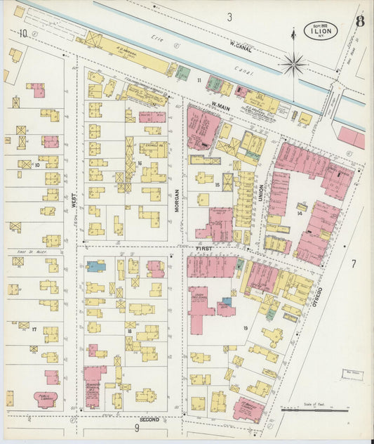 Sanborn Fire Insurance Map from Ilion, Herkimer County, New York (1902), Sheet #0008 - Historic Sanborn Fire Insurance Map Print, vintage old map wall art, antique decor, genealogy gift, New York New York map