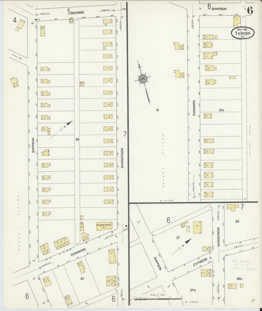 Sanborn Fire Insurance Map from Throop, Lackawanna County, Pennsylvania (1912), Sheet #0006 - Historic Sanborn Fire Insurance Map Print, vintage old map wall art, antique decor, genealogy gift, Pennsylvania Pennsylvania map