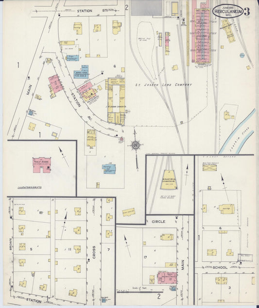 Sanborn Fire Insurance Map from Herculaneum, Jefferson County, Missouri (1915), Sheet #0003 - Historic Sanborn Fire Insurance Map Print, vintage old map wall art, antique decor, genealogy gift, Missouri Missouri map