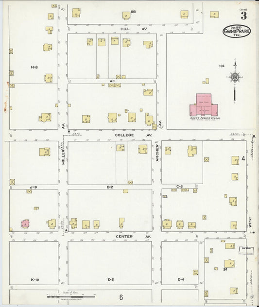 Sanborn Fire Insurance Map from Grand Prairie, Dallas County, Texas (1920), Sheet #0003 - Historic Sanborn Fire Insurance Map Print, vintage old map wall art, antique decor, genealogy gift, Texas Texas map