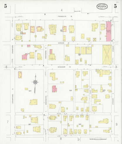 Sanborn Fire Insurance Map from Monroe, Union County, North Carolina (1930), Sheet #0005 - Complete Map Set gallery image, historic Sanborn map, vintage wall art, North Carolina North Carolina