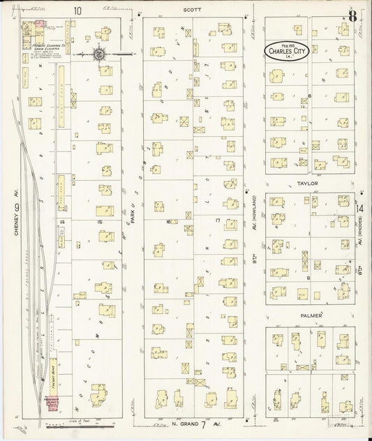 Sanborn Fire Insurance Map from Charles City, Floyd County, Iowa (1915), Sheet #0008 - Historic Sanborn Fire Insurance Map Print, vintage old map wall art