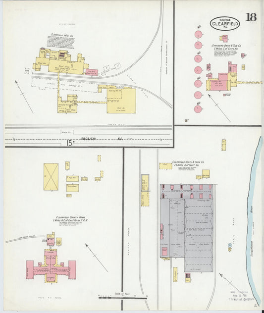 Sanborn Fire Insurance Map from Clearfield, Clearfield County, Pennsylvania (1904), Sheet #0018 - Historic Sanborn Fire Insurance Map Print, vintage old map wall art, antique decor, genealogy gift, Pennsylvania Pennsylvania map