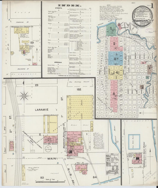Sanborn Fire Insurance Map from Nebraska City, Otoe County, Nebraska (1888), Sheet #0001 - Complete Map Set gallery image, historic Sanborn map, vintage wall art, Nebraska Nebraska