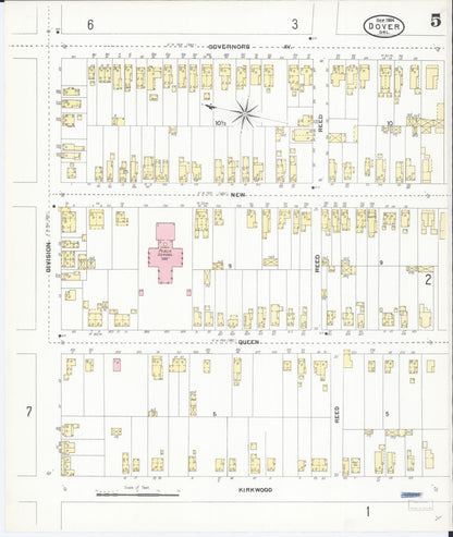 Sanborn Fire Insurance Map from Dover, Kent County, Delaware (1904), Sheet #0005 - Complete Map Set gallery image, historic Sanborn map, vintage wall art, Delaware Delaware