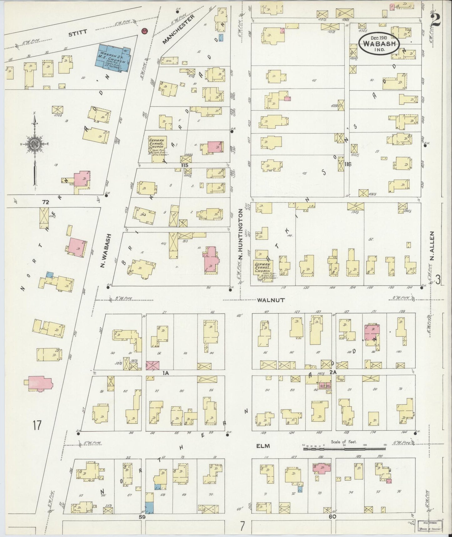 Sanborn Fire Insurance Map from Wabash, Wabash County, Indiana (1910), Sheet #0002 - Complete Map Set gallery image, historic Sanborn map, vintage wall art, Indiana Indiana