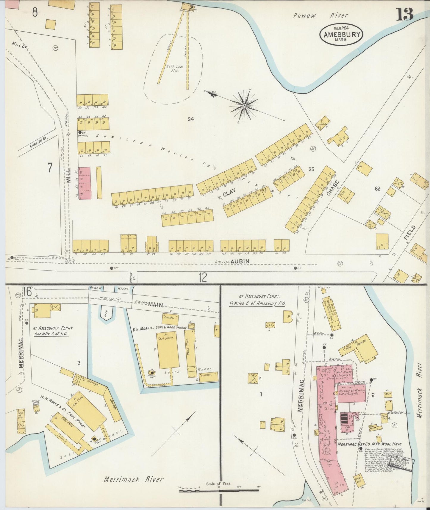 Sanborn Fire Insurance Map from Amesbury, Essex County, Massachusetts (1904), Sheet #0013 - Complete Map Set gallery image, historic Sanborn map, vintage wall art, Massachusetts Massachusetts