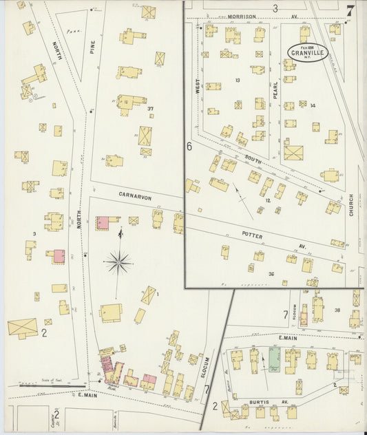 Sanborn Fire Insurance Map from Granville, Washington County, New York (1898), Sheet #0007 - Historic Sanborn Fire Insurance Map Print, vintage old map wall art, antique decor, genealogy gift, New York New York map