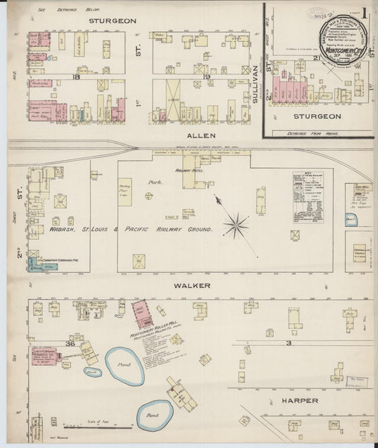 Sanborn Fire Insurance Map from Montgomery City, Montgomery County, Missouri (1885), Sheet #0001 - Complete Map Set gallery image, historic Sanborn map, vintage wall art, Missouri Missouri