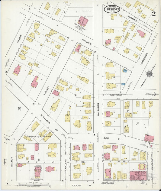 Sanborn Fire Insurance Map from Freeport, Stephenson County, Illinois (1918), Sheet #0002 - Historic Sanborn Fire Insurance Map Print, vintage old map wall art, antique decor, genealogy gift, Illinois Illinois map