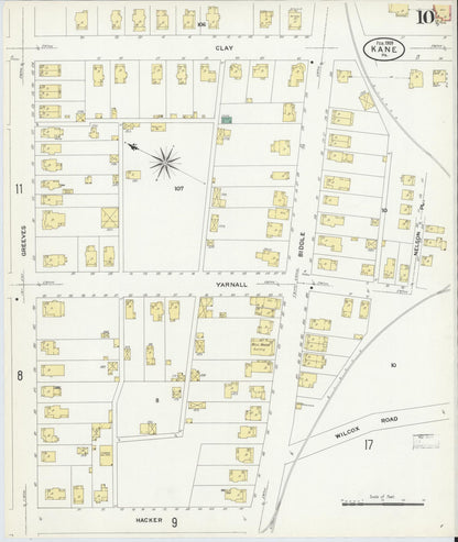 Sanborn Fire Insurance Map from Kane, McKean County, Pennsylvania (1909), Sheet #0010 - Historic Sanborn Fire Insurance Map Print, vintage old map wall art, antique decor, genealogy gift, Pennsylvania Pennsylvania map