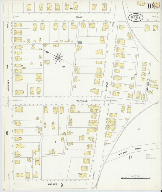 Sanborn Fire Insurance Map from Kane, McKean County, Pennsylvania (1909), Sheet #0010 - Historic Sanborn Fire Insurance Map Print, vintage old map wall art, antique decor, genealogy gift, Pennsylvania Pennsylvania map