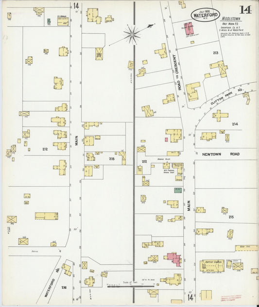 Sanborn Fire Insurance Map from Waterford, Saratoga County, New York (1902), Sheet #0014 - Historic Sanborn Fire Insurance Map Print, vintage old map wall art, antique decor, genealogy gift, New York New York map