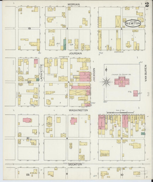 Sanborn Fire Insurance Map from Newton, Jasper County, Illinois (1894), Sheet #0002 - Historic Sanborn Fire Insurance Map Print, vintage old map wall art, antique decor, genealogy gift, Illinois Illinois map