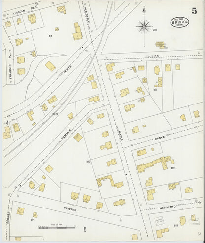 Sanborn Fire Insurance Map from Bristol, Hartford County, Connecticut (1905), Sheet #0005 - Complete Map Set gallery image, historic Sanborn map, vintage wall art, Connecticut Connecticut