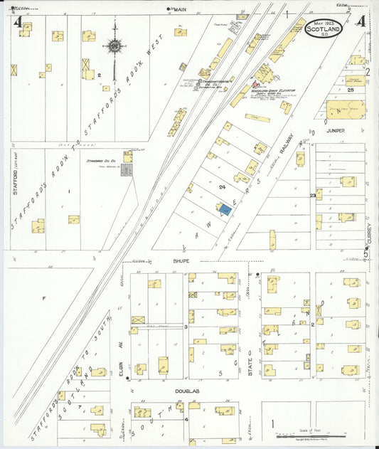 Sanborn Fire Insurance Map from Scotland, Bon Homme County, South Dakota (1923), Sheet #0004 - Historic Sanborn Fire Insurance Map Print, vintage old map wall art, antique decor, genealogy gift, South Dakota South Dakota map