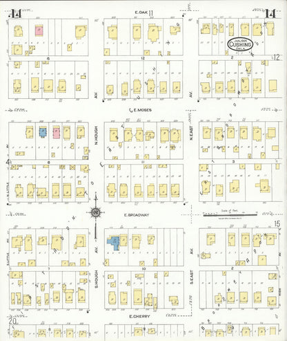Sanborn Fire Insurance Map from Cushing, Payne County, Oklahoma (1924), Sheet #0014 - Complete Map Set gallery image, historic Sanborn map, vintage wall art, Oklahoma Oklahoma