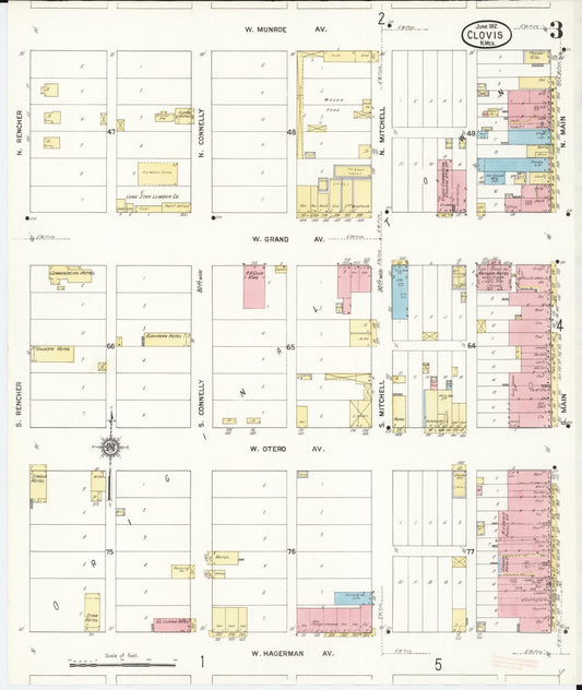 Sanborn Fire Insurance Map from Clovis, Curry County, New Mexico (1912), Sheet #0003 - Historic Sanborn Fire Insurance Map Print, vintage old map wall art, antique decor, genealogy gift, New Mexico New Mexico map