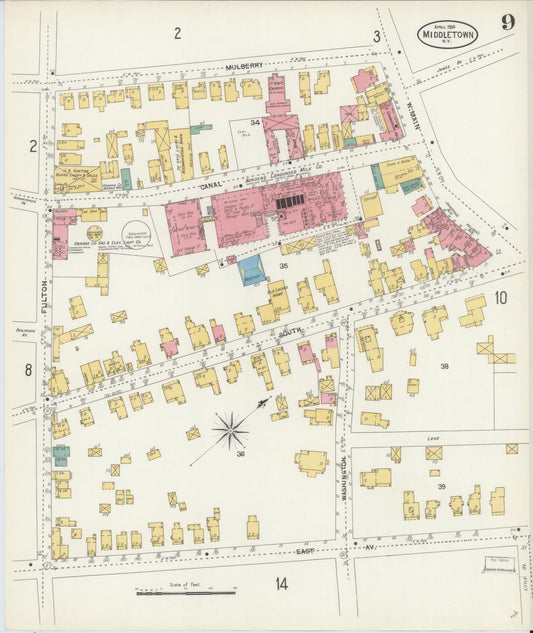 Sanborn Fire Insurance Map from Middletown, Orange County, New York (1904), Sheet #0009 - Historic Sanborn Fire Insurance Map Print, vintage old map wall art, antique decor, genealogy gift, New York New York map