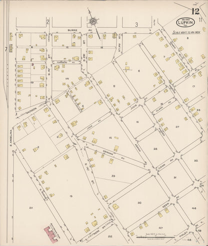 Sanborn Fire Insurance Map from Lufkin, Angelina County, Texas (1922), Sheet #0012 - Complete Map Set gallery image, historic Sanborn map, vintage wall art, Texas Texas