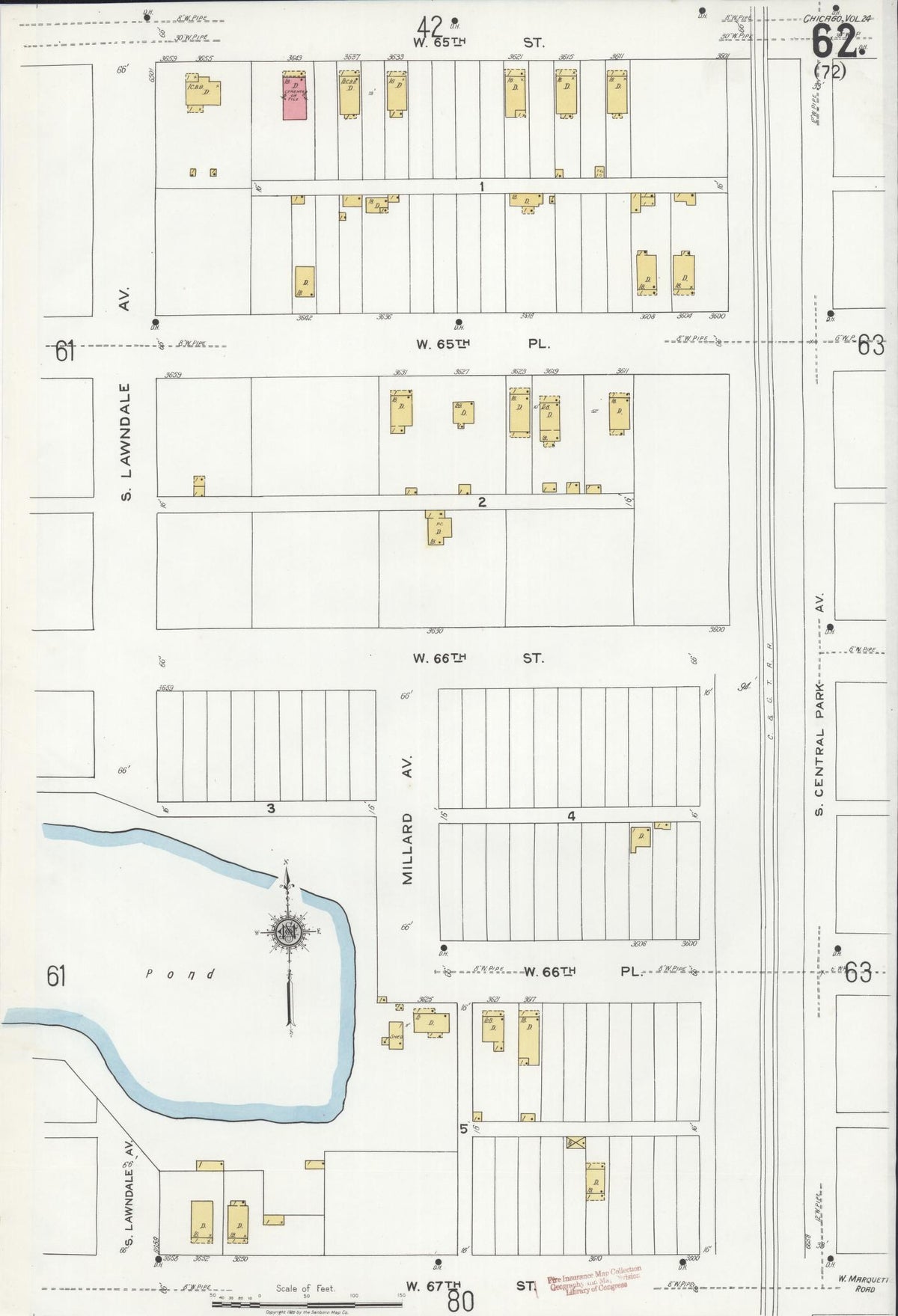 Sanborn Fire Insurance Map from Chicago, Cook County, Illinois (1920), Sheet #0062 - Historic Sanborn Fire Insurance Map Print, vintage old map wall art, antique decor, genealogy gift, Illinois Illinois map