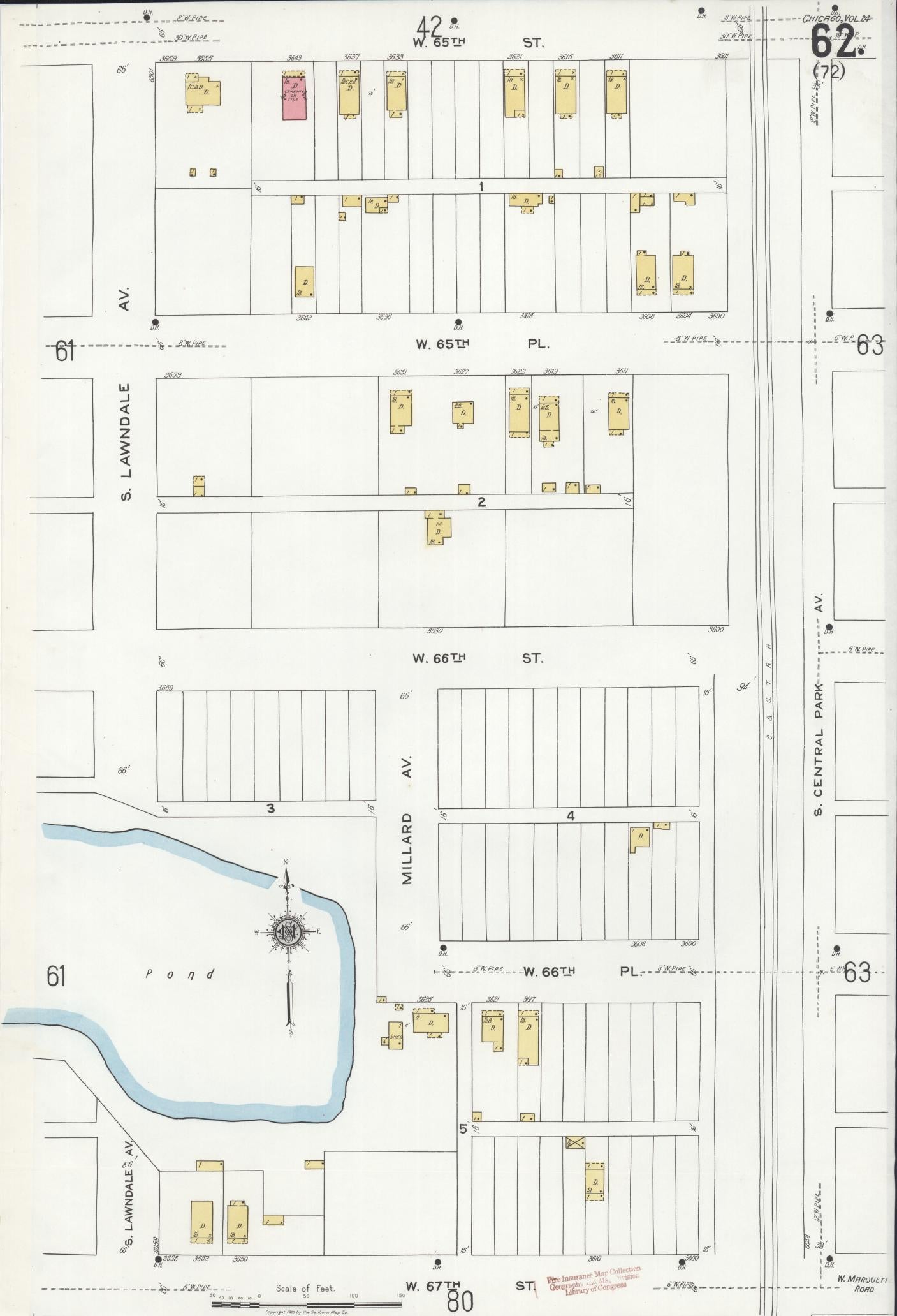 Sanborn Fire Insurance Map from Chicago, Cook County, Illinois (1920), Sheet #0062 - Historic Sanborn Fire Insurance Map Print, vintage old map wall art, antique decor, genealogy gift, Illinois Illinois map