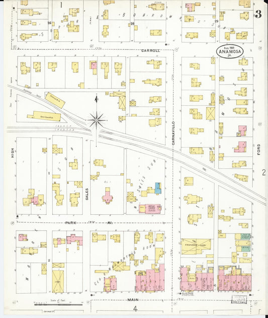 Sanborn Fire Insurance Map from Anamosa, Jones County, Iowa (1905), Sheet #0003 - Historic Sanborn Fire Insurance Map Print, vintage old map wall art