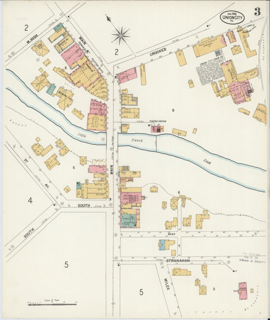 Sanborn Fire Insurance Map from Union City, Erie County, Pennsylvania (1900), Sheet #0003 - Historic Sanborn Fire Insurance Map Print, vintage old map wall art, antique decor, genealogy gift, Pennsylvania Pennsylvania map
