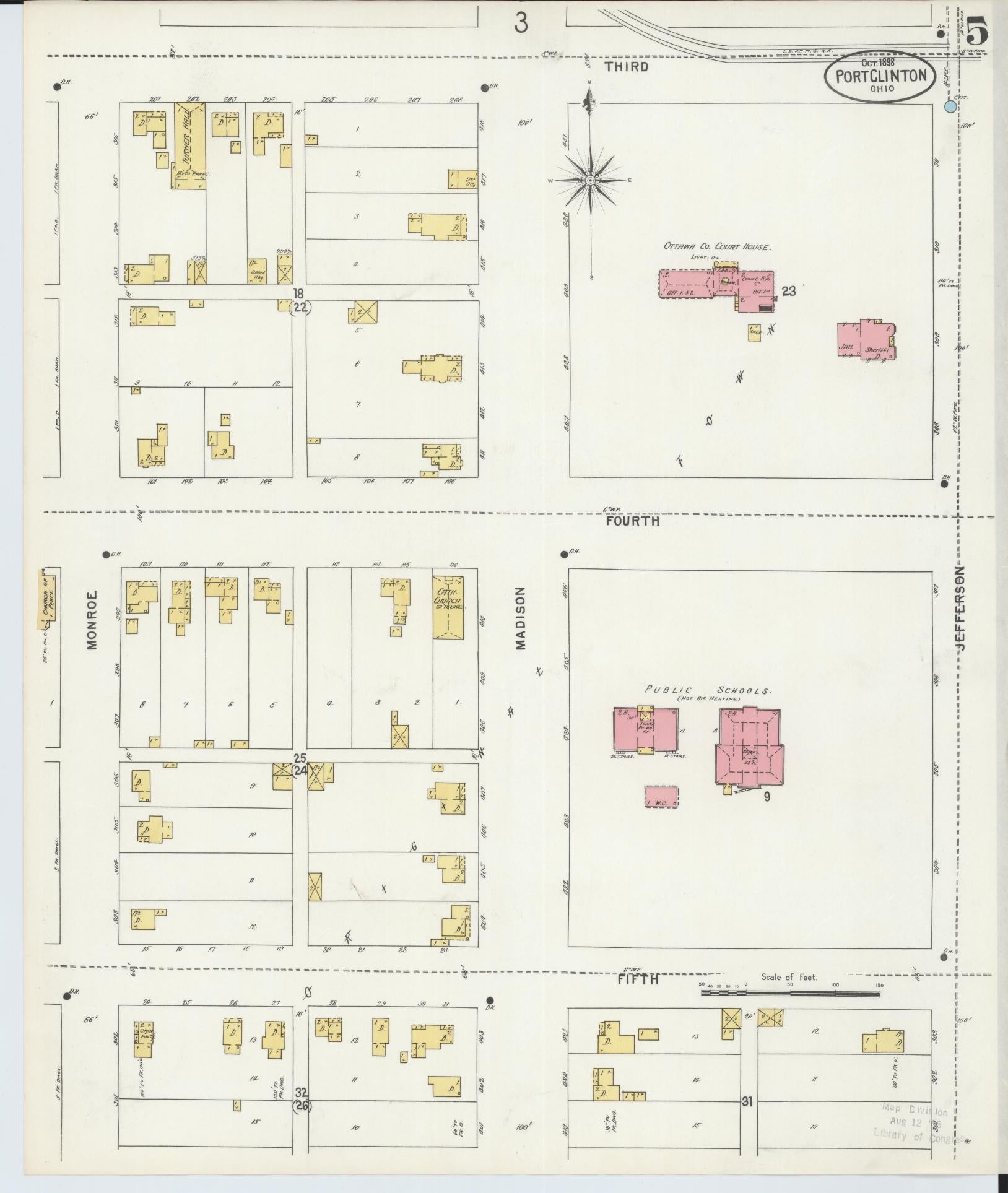 Sanborn Fire Insurance Map from Port Clinton, Ottawa County, Ohio (1898), Sheet #0005 - Complete Map Set gallery image, historic Sanborn map, vintage wall art, Ohio Ohio