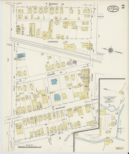 Sanborn Fire Insurance Map from Pitman, Gloucester County, New Jersey (1915), Sheet #0002 - Complete Map Set gallery image, historic Sanborn map, vintage wall art, New Jersey New Jersey