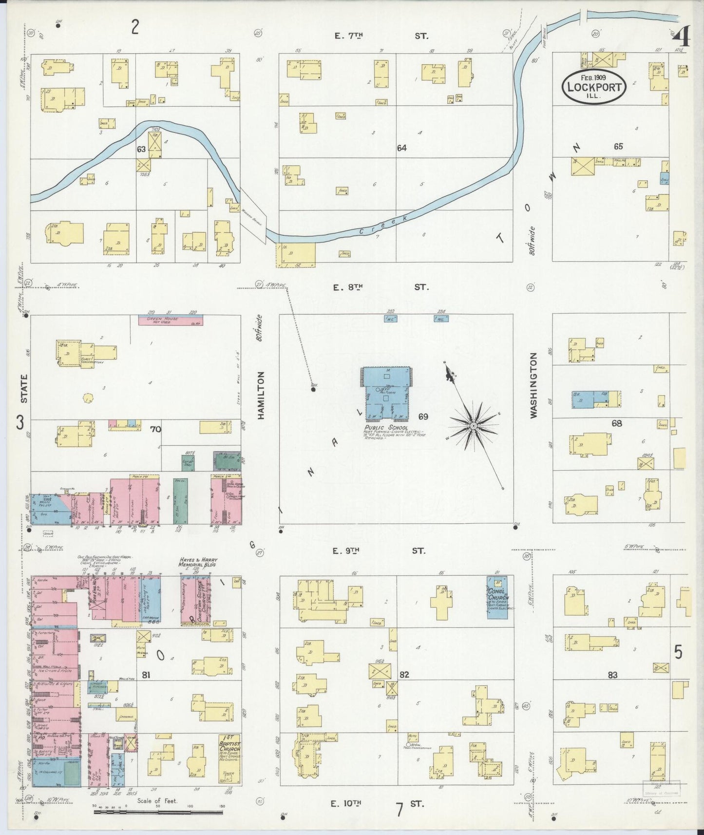 Sanborn Fire Insurance Map from Lockport, Will County, Illinois (1909), Sheet #0004 - Complete Map Set gallery image, historic Sanborn map, vintage wall art, Illinois Illinois