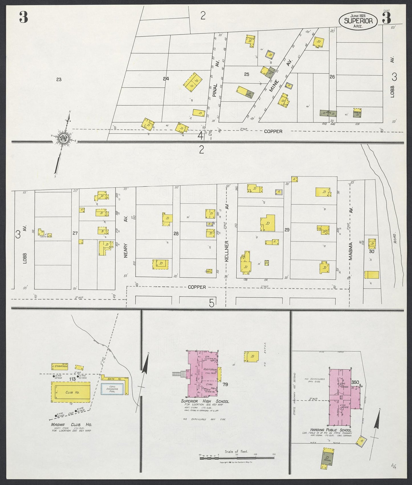 Sanborn Fire Insurance Map from Superior, Pinal County, Arizona (1926), Sheet #0003 - Complete Map Set gallery image, historic Sanborn map, vintage wall art, Arizona Arizona