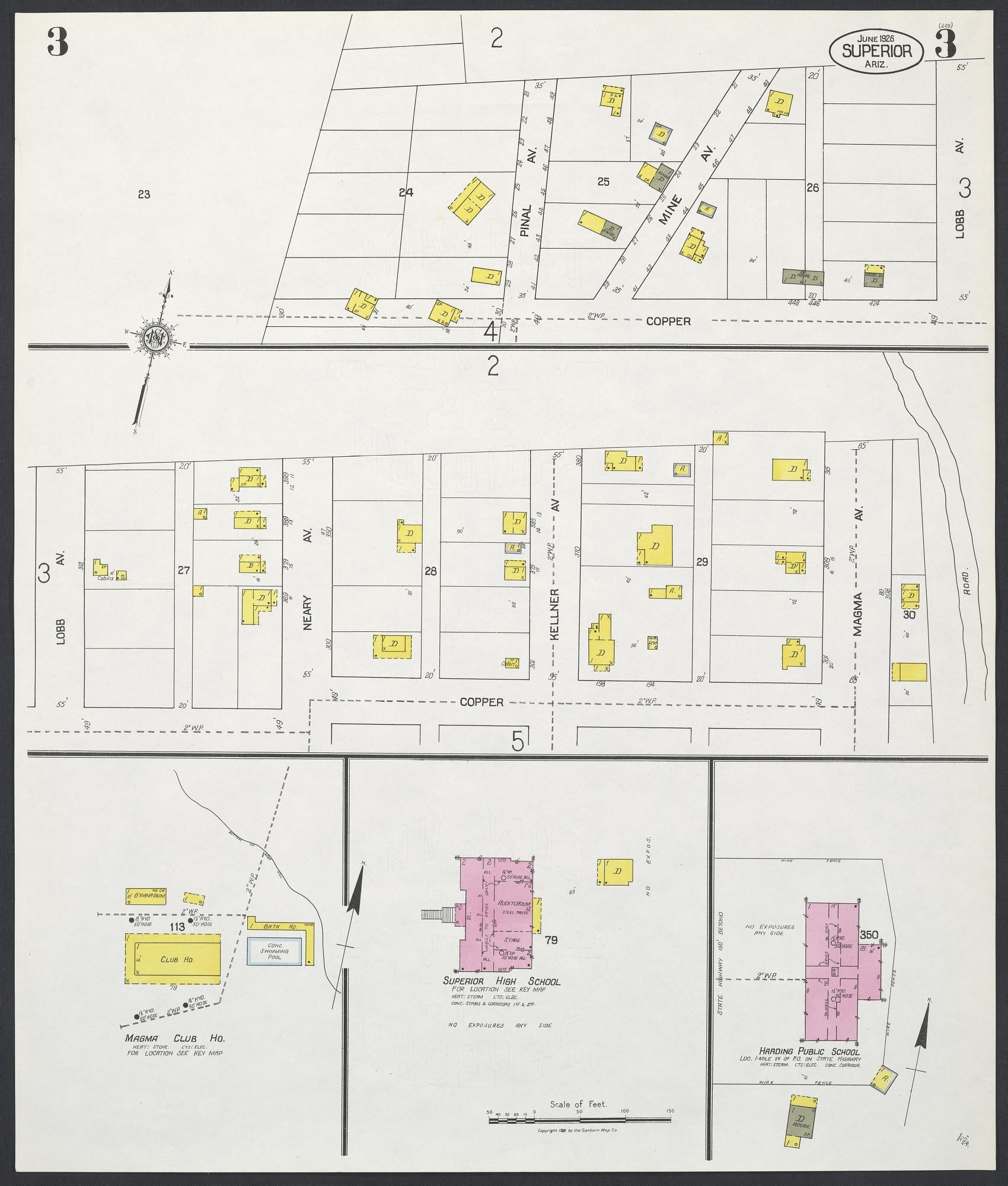 Sanborn Fire Insurance Map from Superior, Pinal County, Arizona (1926), Sheet #0003 - Complete Map Set gallery image, historic Sanborn map, vintage wall art, Arizona Arizona