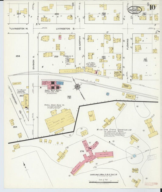 Sanborn Fire Insurance Map from Howell, Livingston County, Michigan (1916), Sheet #0010 - Historic Sanborn Fire Insurance Map Print, vintage old map wall art, antique decor, genealogy gift, Michigan Michigan map
