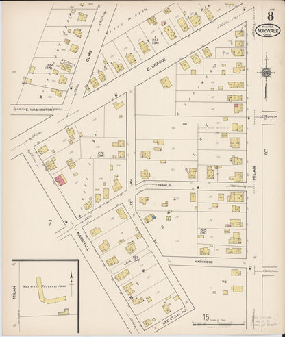 Sanborn Fire Insurance Map from Norwalk, Huron County, Ohio (1922), Sheet #0008 - Complete Map Set gallery image, historic Sanborn map, vintage wall art, Ohio Ohio